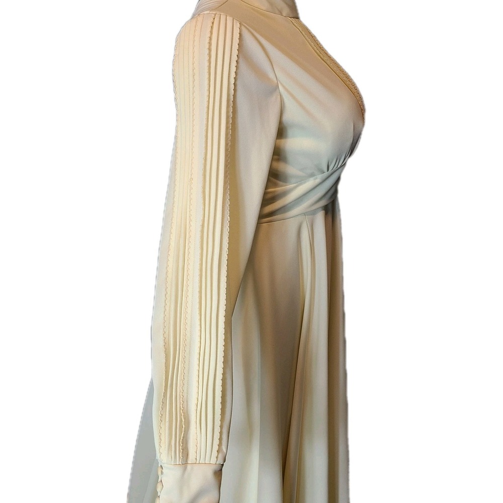 Vintage‎ Alfred Angelo Ivory Maxi Dress 70s Wedding Gown Cottage XS Renaissance - Picture 6 of 12